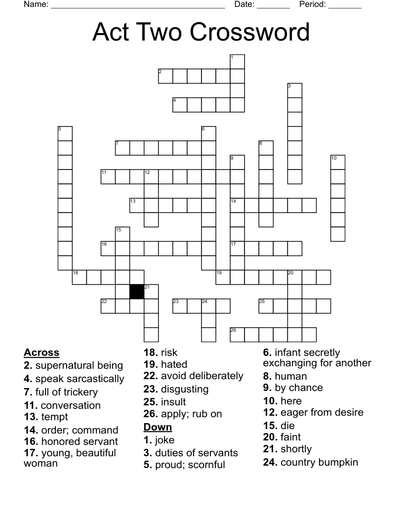Act Two Crossword