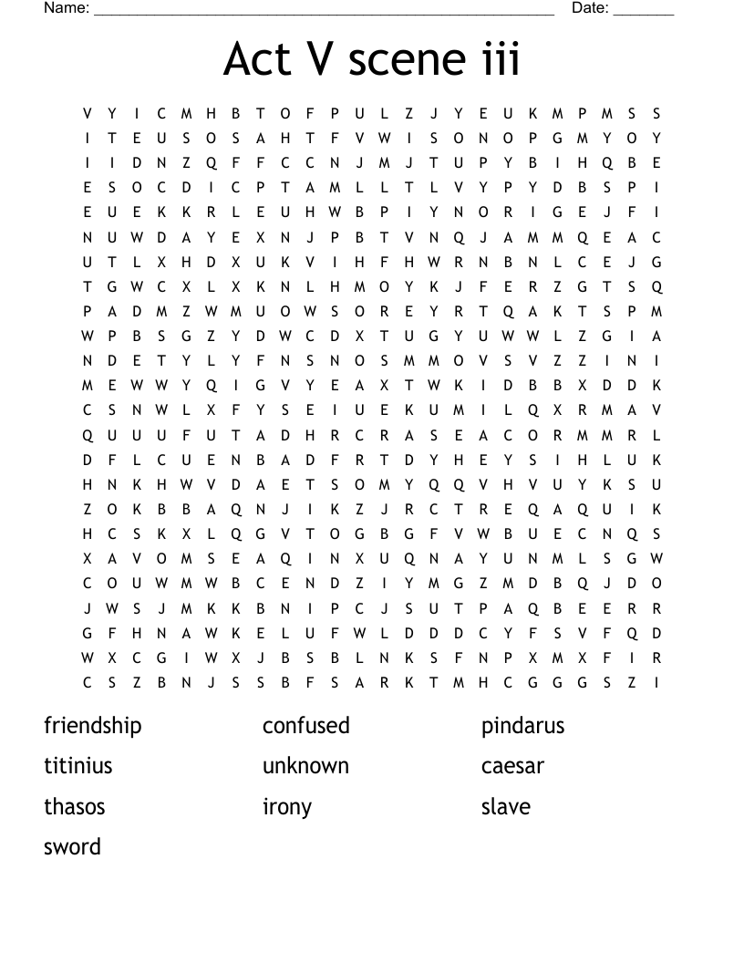 Act V scene iii Word Search