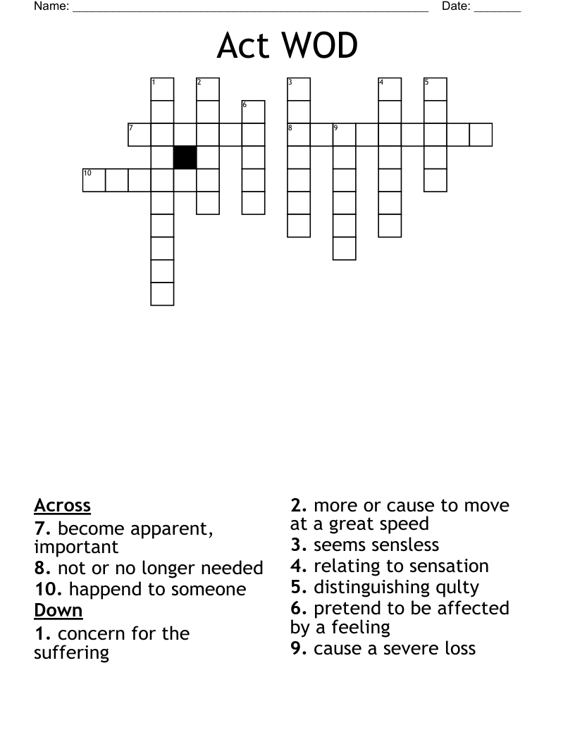 Act WOD Crossword