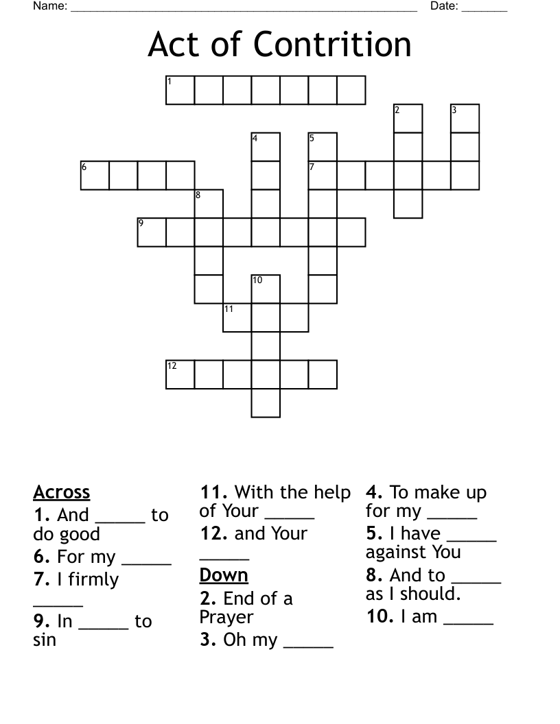 Act of Contrition  Crossword