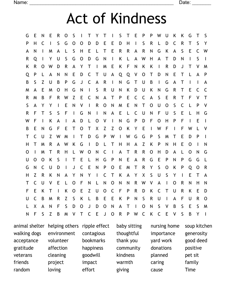 Act of Kindness Word Search