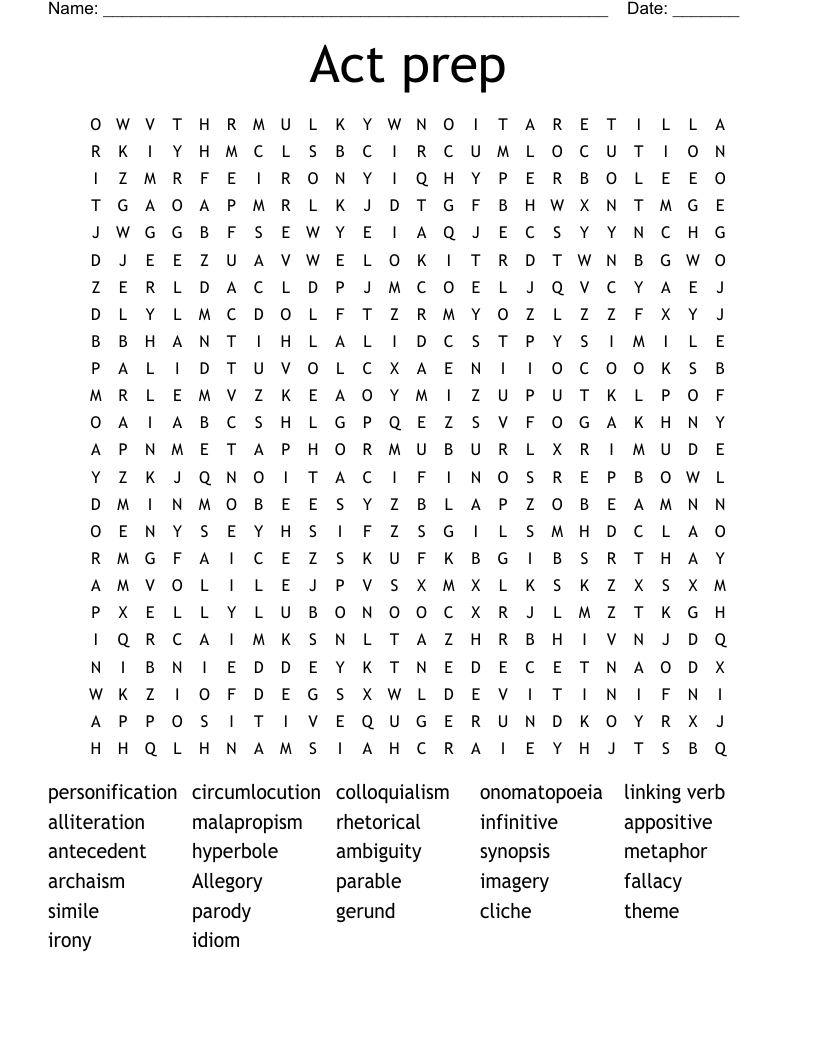 Act prep Word Search