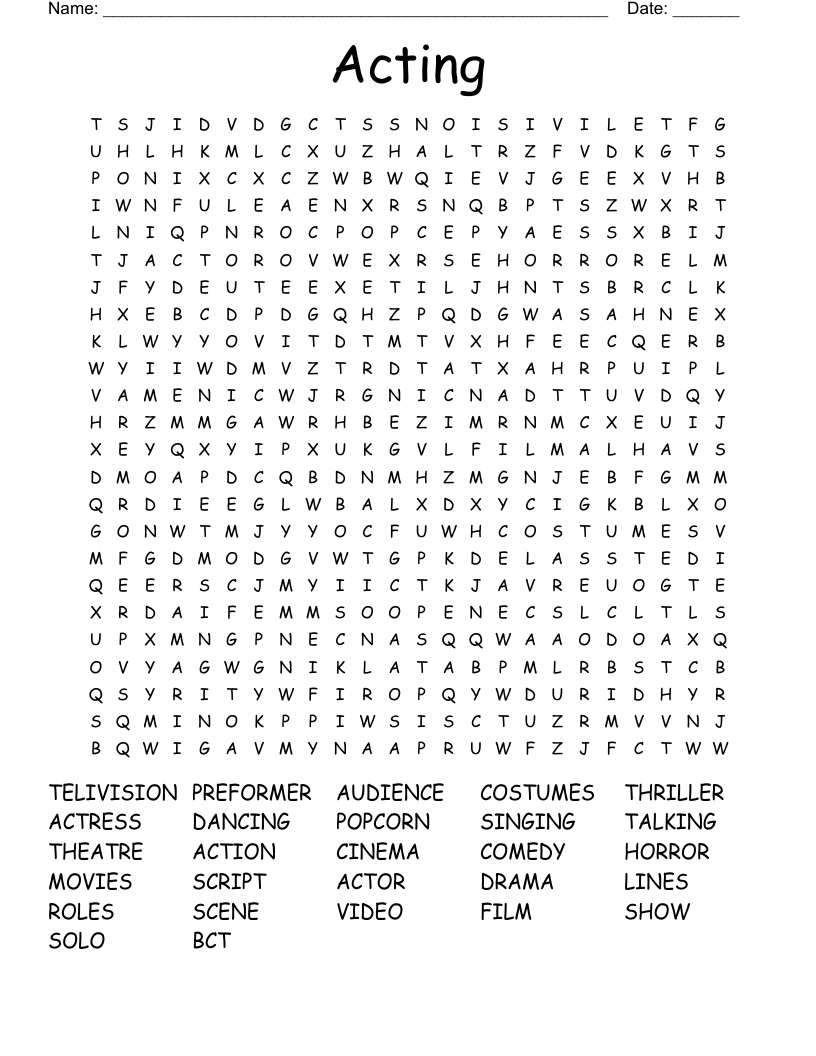 Acting Word Search