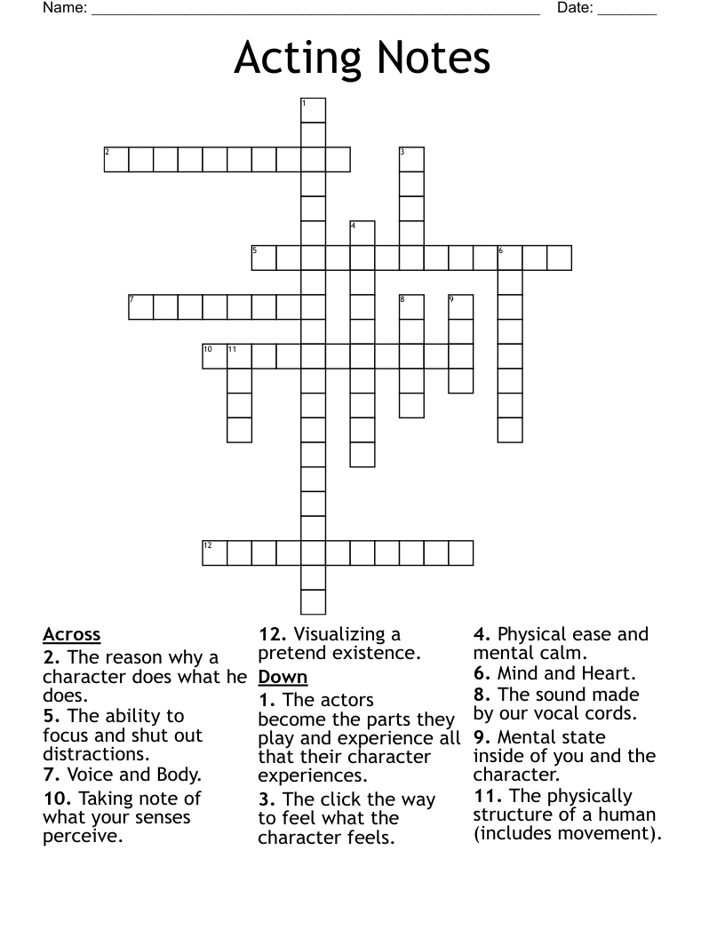 Acting Notes Crossword