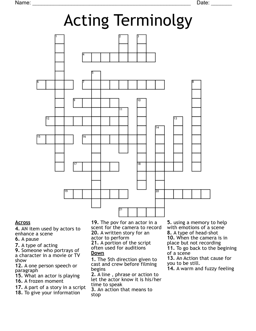 Acting Terminolgy Crossword