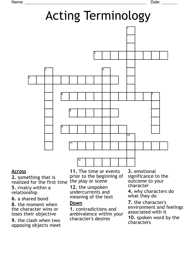Acting Terminology Crossword