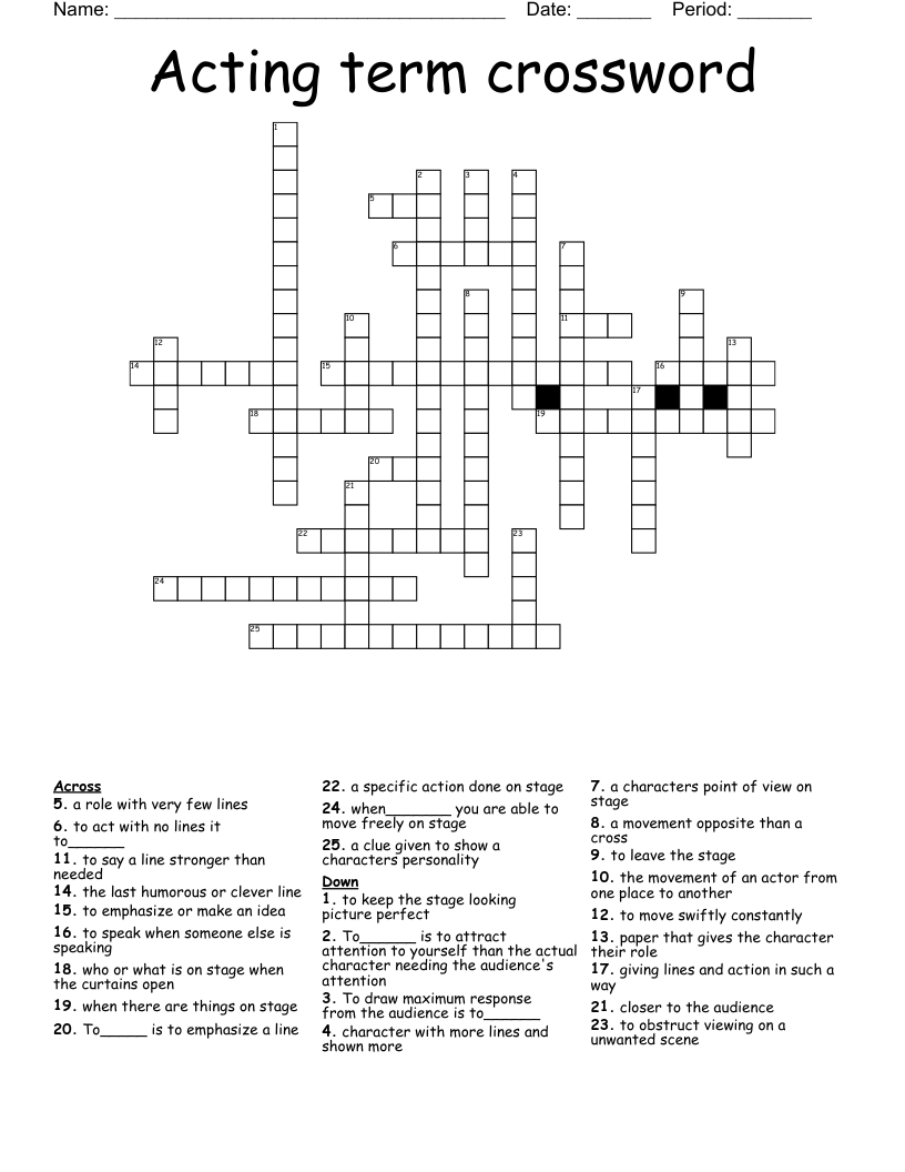 Acting term crossword