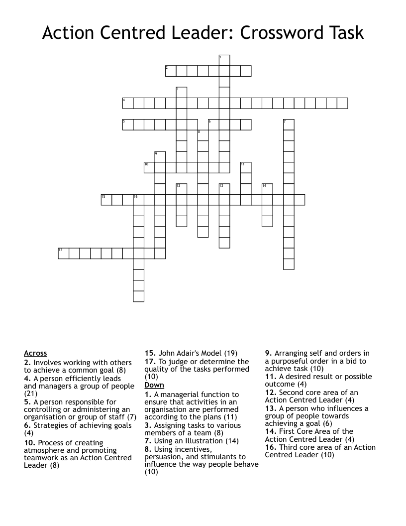 Action Centred Leader: Crossword Task