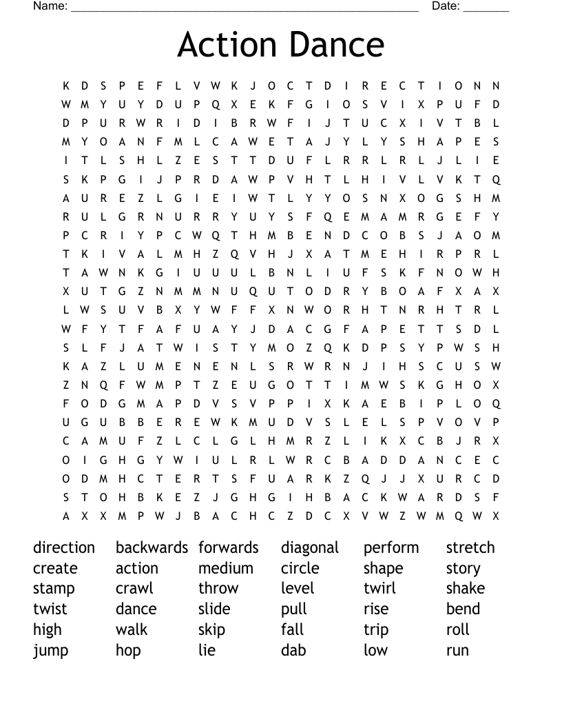 Action Dance Word Search