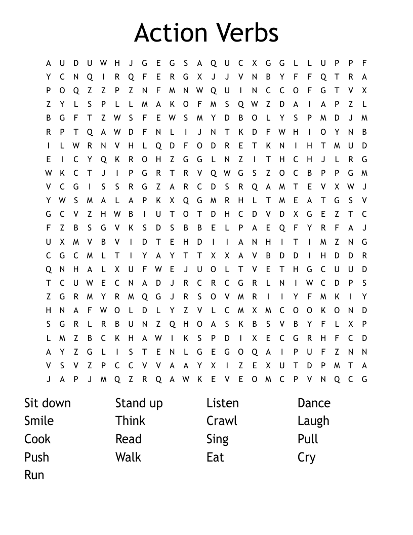 Action Verbs  Word Search