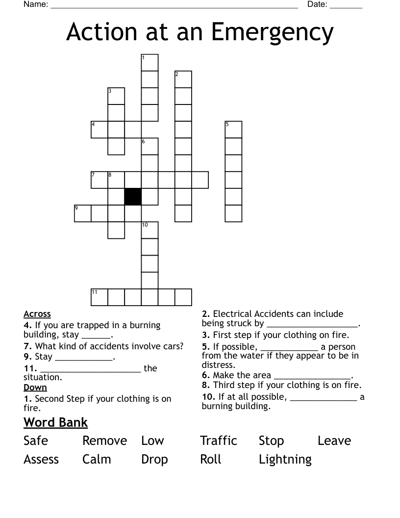 Action at an Emergency Crossword
