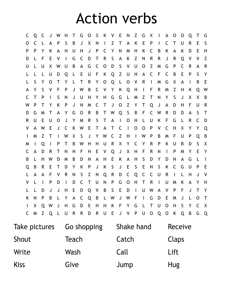 Action verbs  Word Search