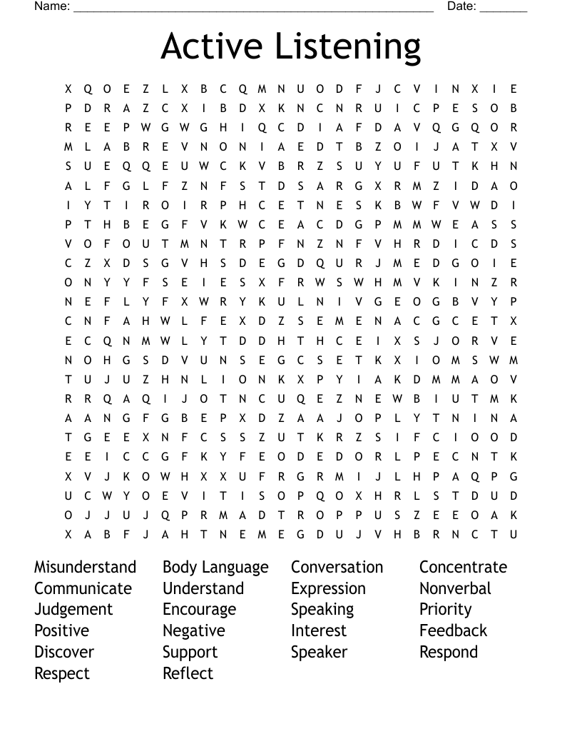Active Listening Word Search