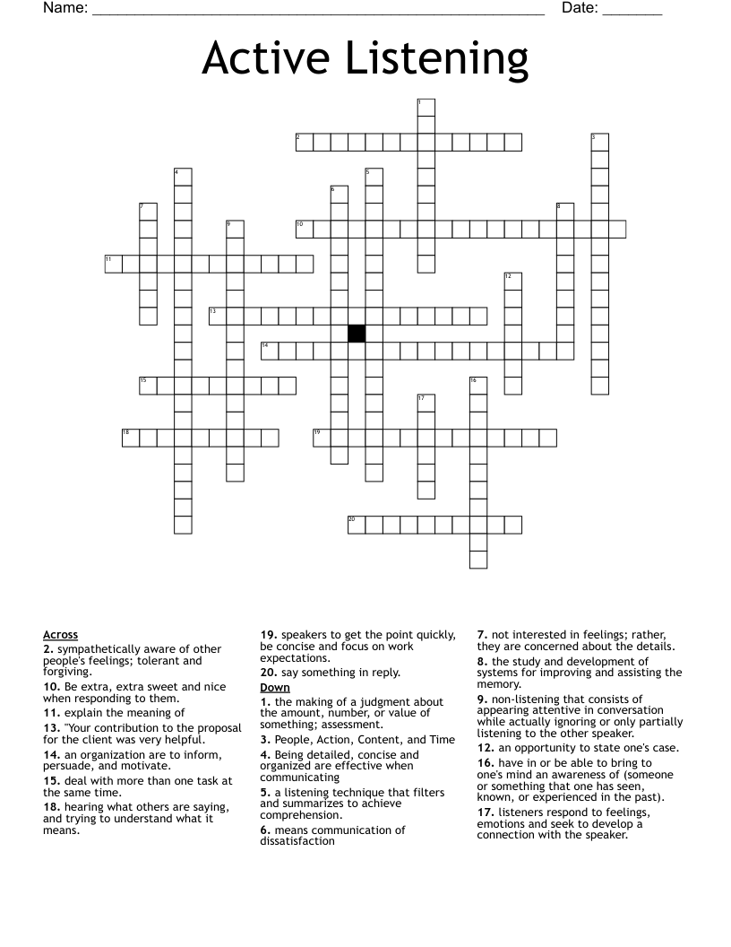 Active Listening Crossword