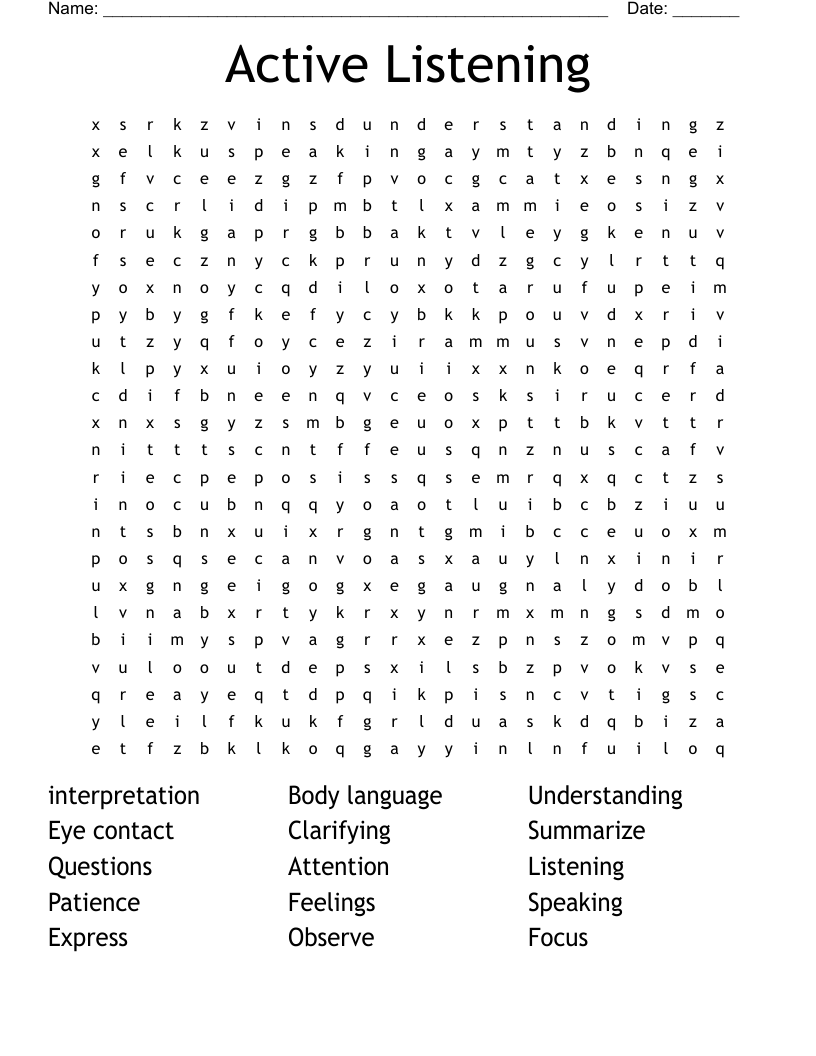 Active Listening  Word Search