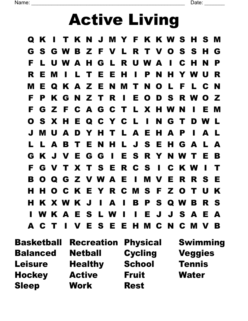 Active Living Word Search
