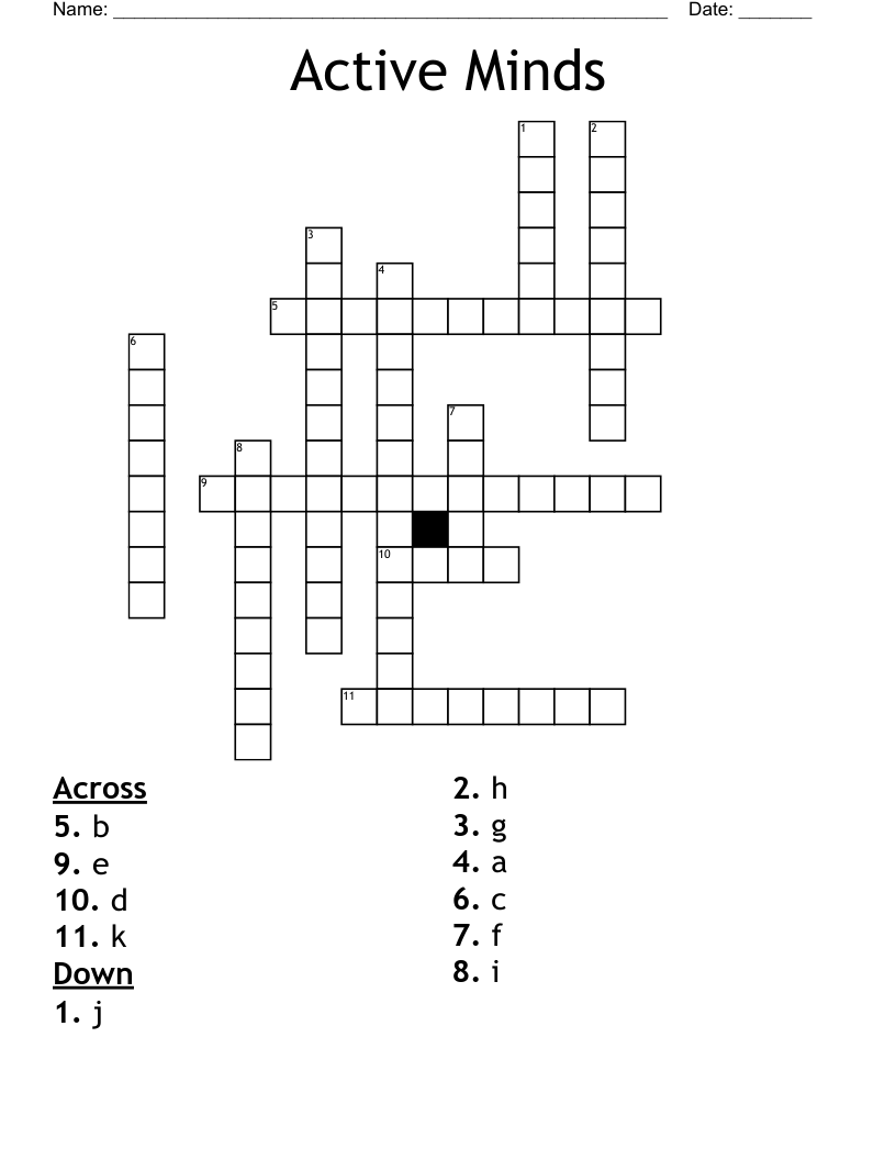 Active Minds Crossword