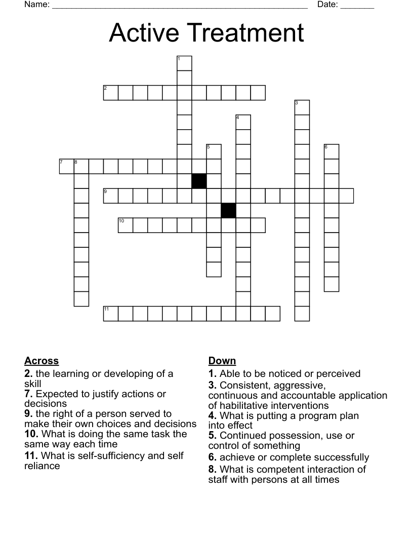Active Treatment Crossword