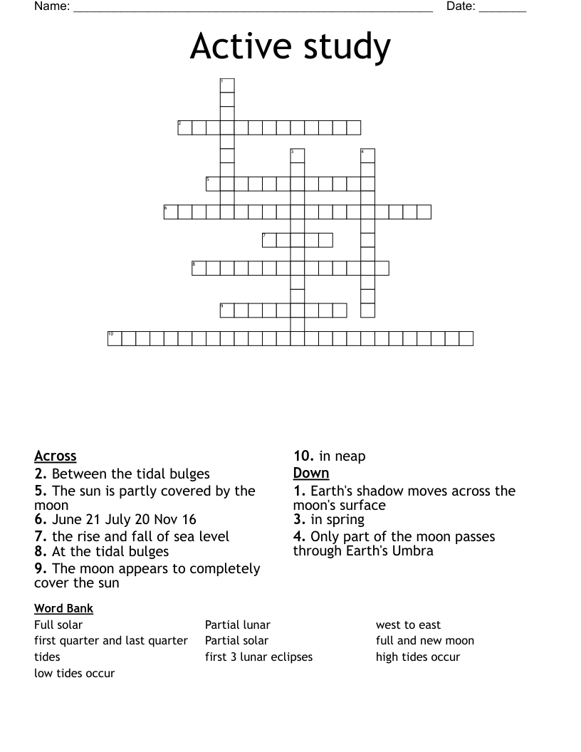 Active study Crossword