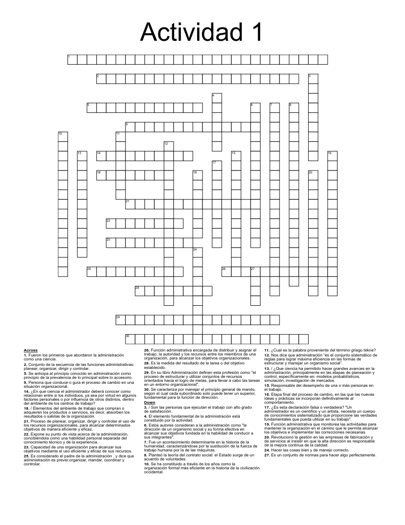 Actividad 1 Crossword