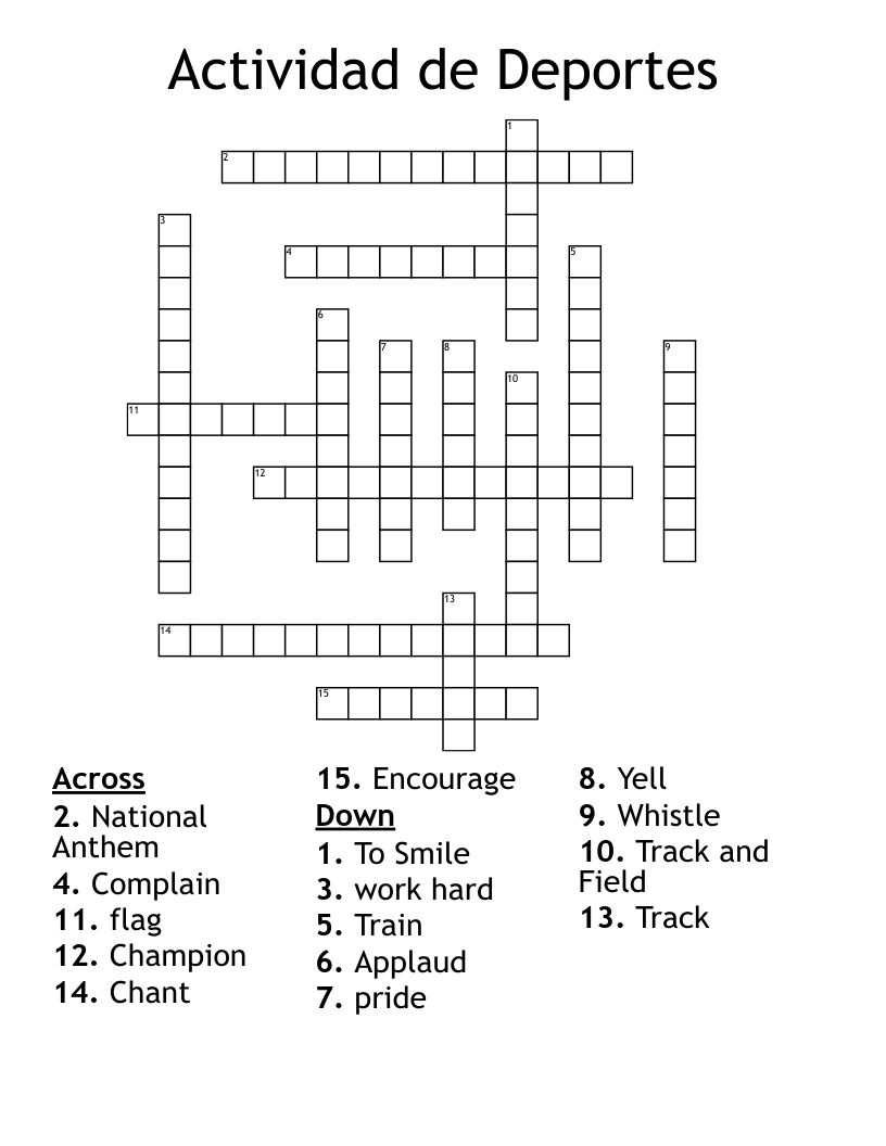 Actividad de Deportes Crossword