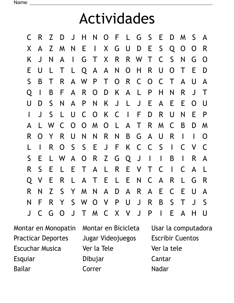 Actividades Word Search