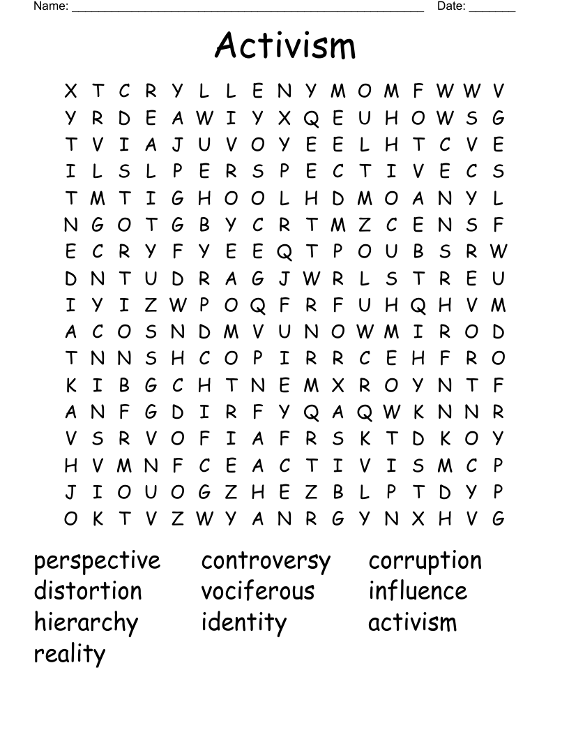 Activism Word Search