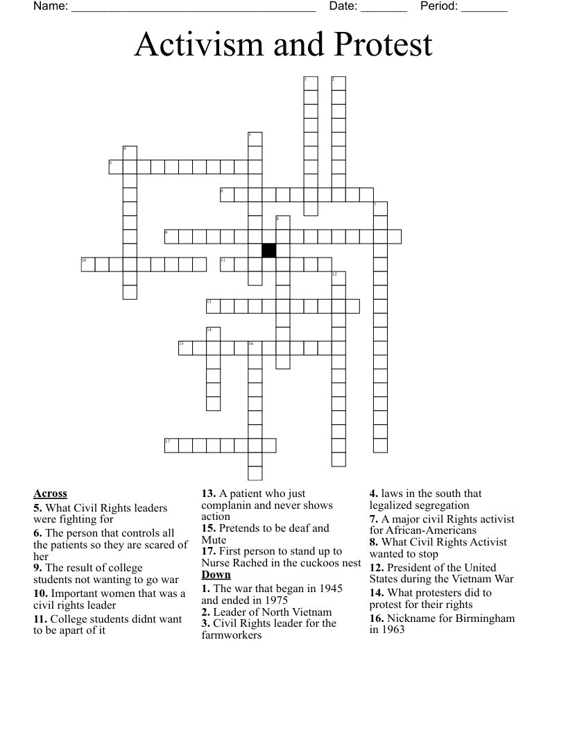 Activism and Protest Crossword