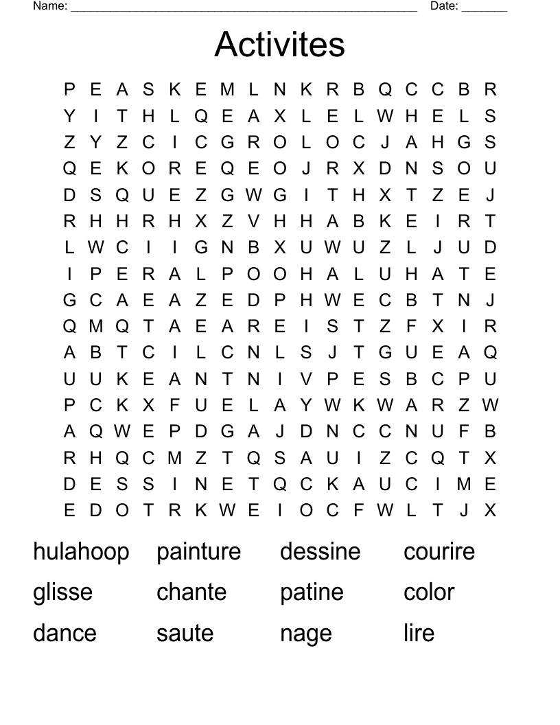 Activites Word Search