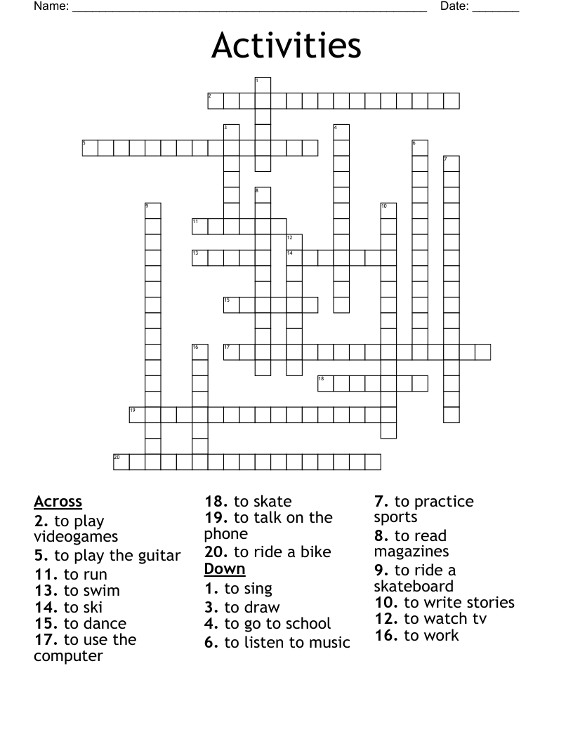 Activities Crossword