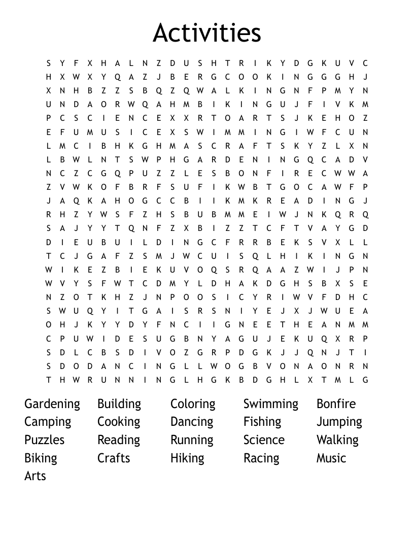 Activities Word Search