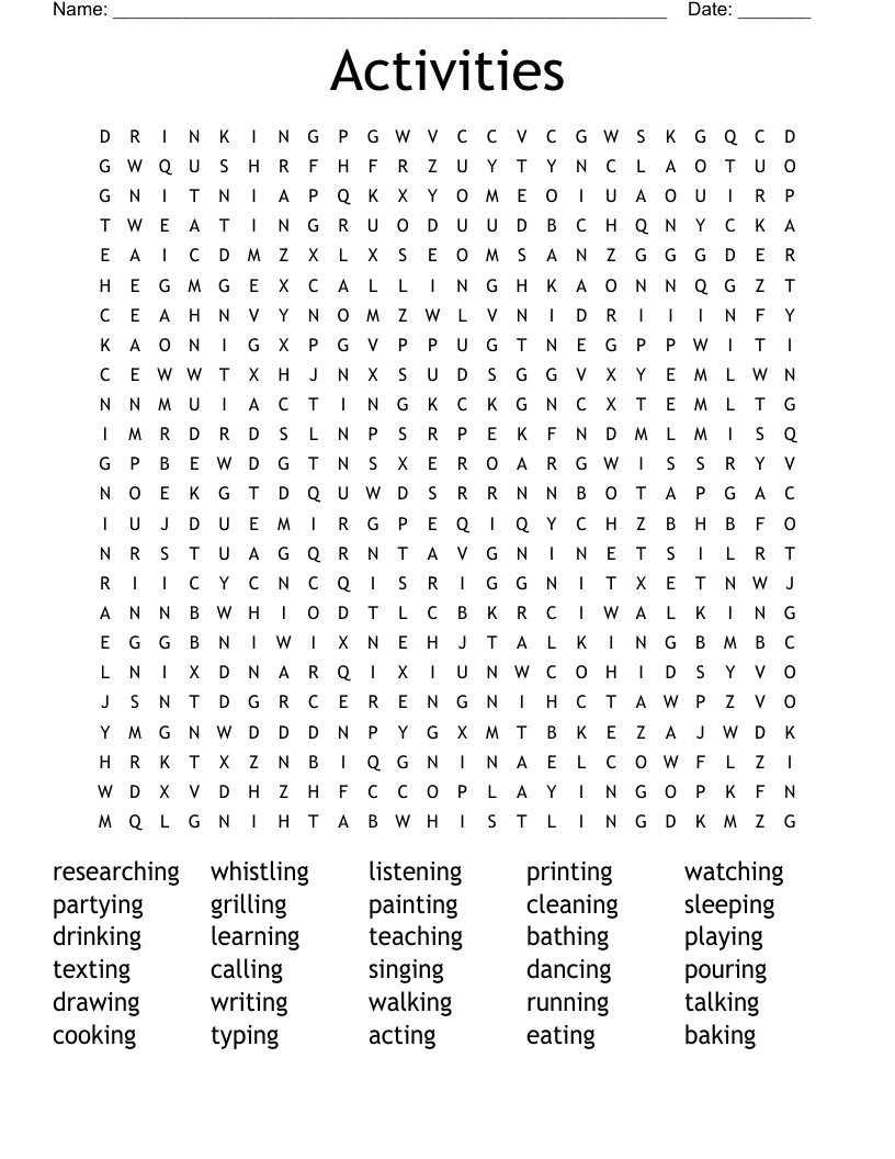 Activities Word Search