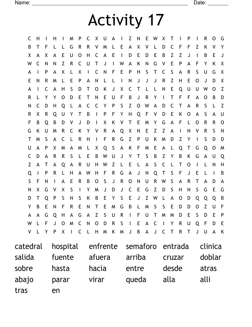 Activity 17 Word Search