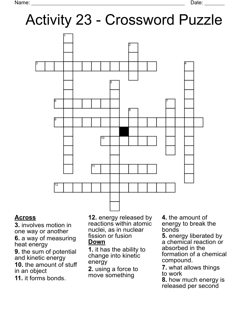 Activity 23 - Crossword Puzzle