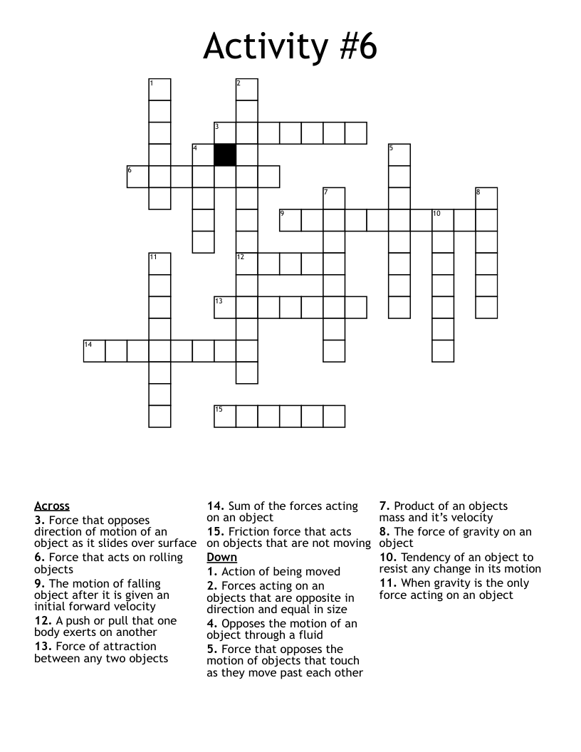 Activity #6 Crossword