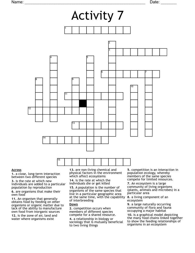 Activity 7 Crossword