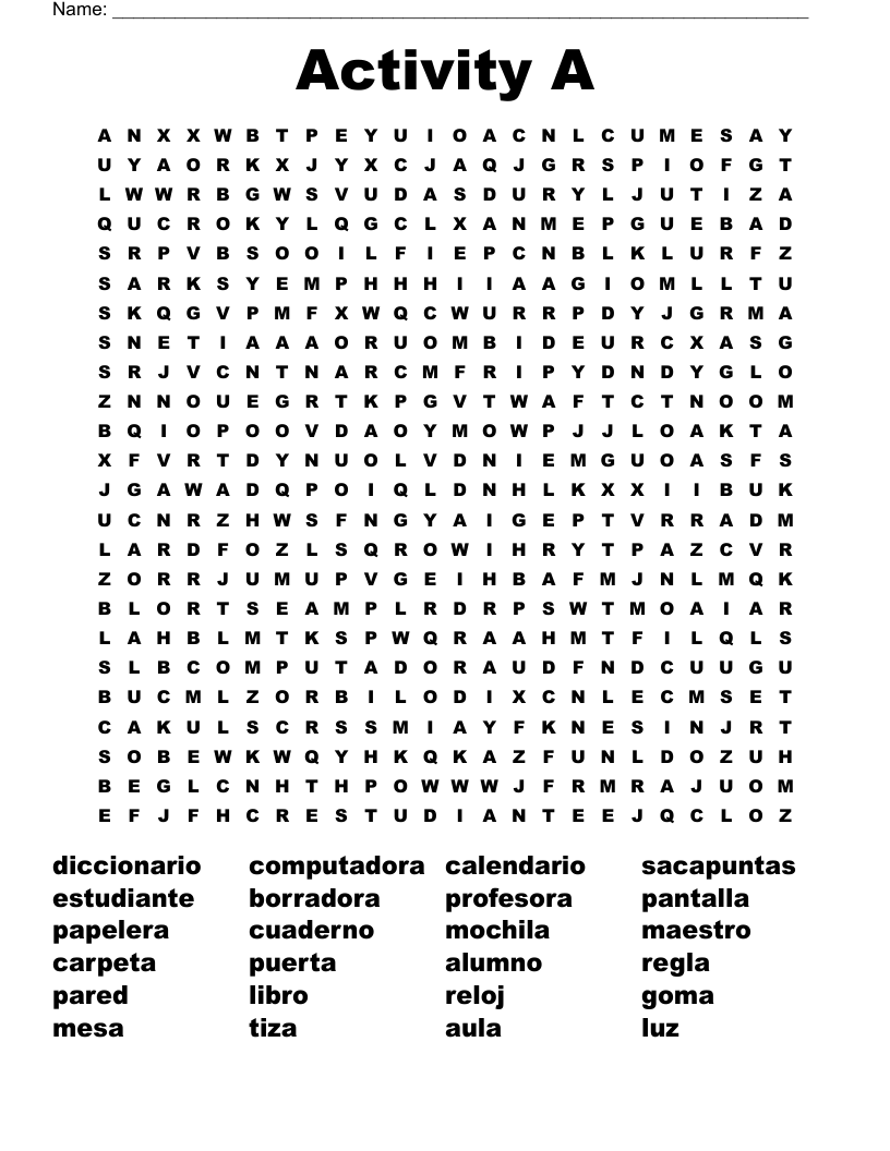 Activity A Word Search