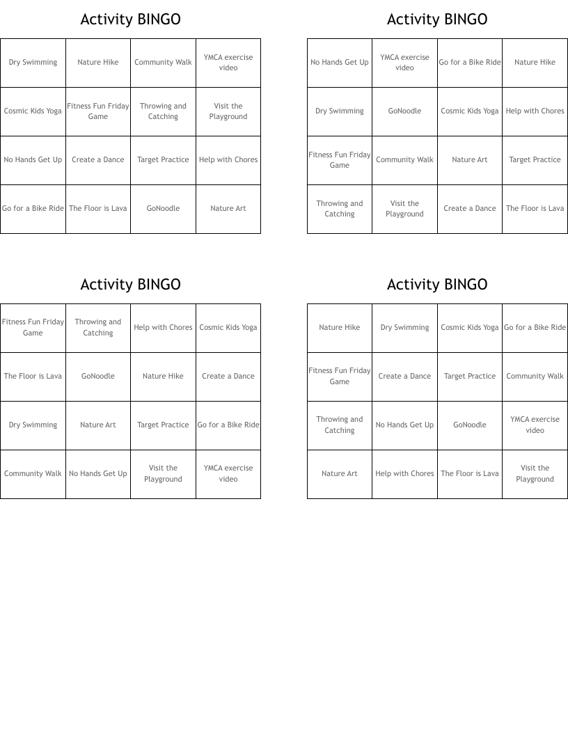 Activity BINGO