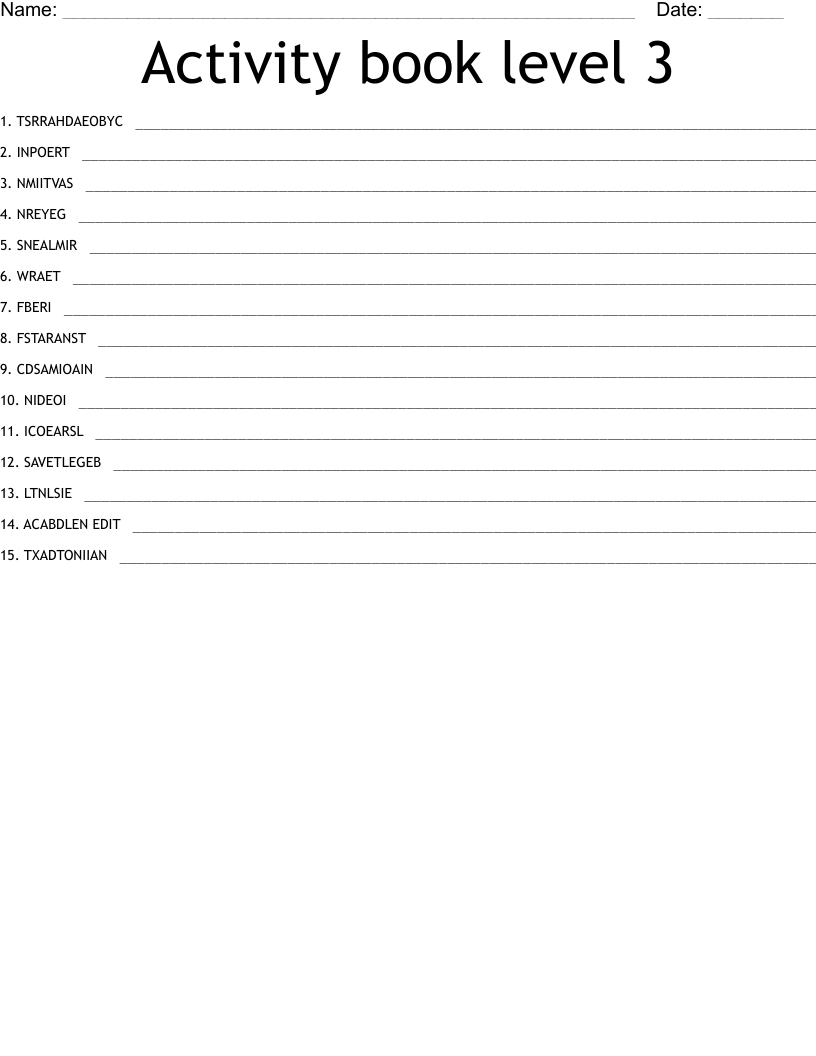 Activity book level 3 Word Scramble