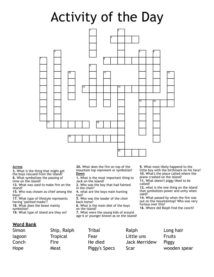 Activity of the Day Crossword