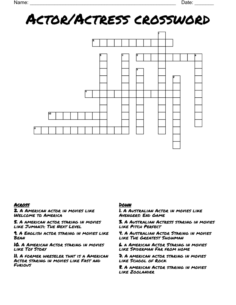 Actor/Actress crossword