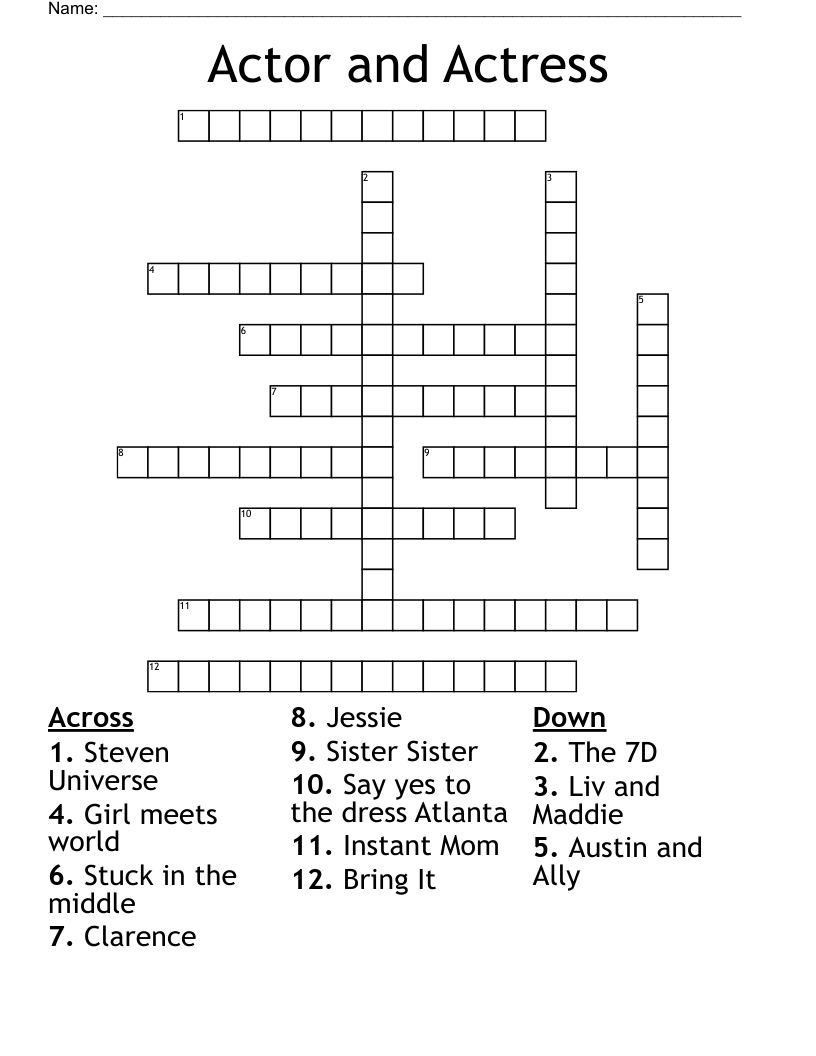 Actor and Actress  Crossword