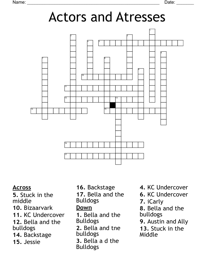 Actors and Atresses Crossword