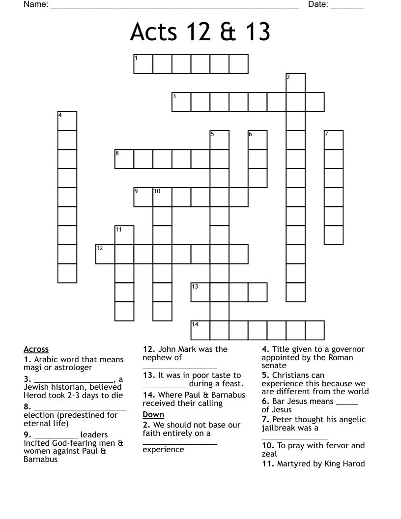 Acts 12 & 13 Crossword