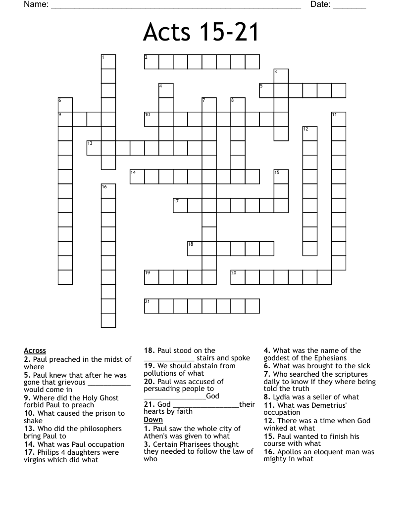 Acts 15-21 Crossword
