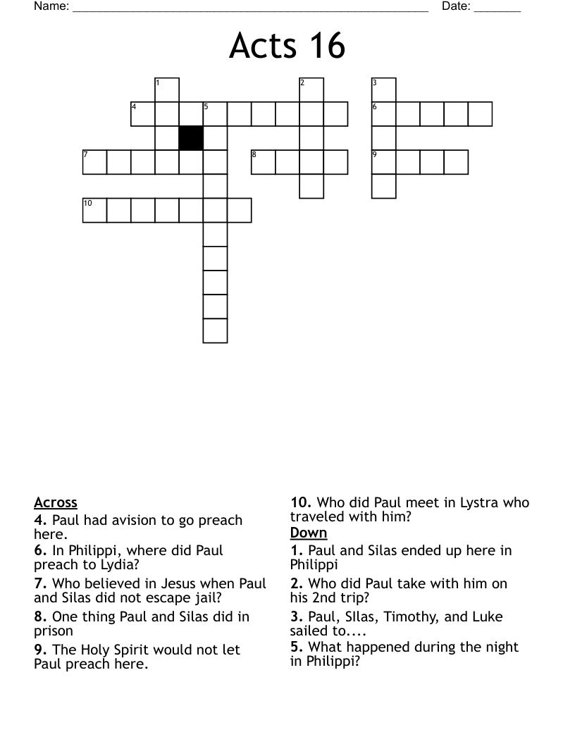 Acts 16 Crossword