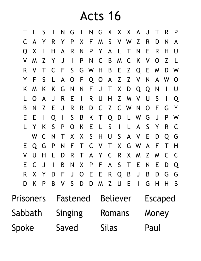 Acts 16 Word Search