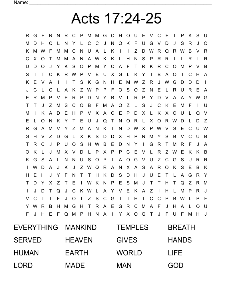 Acts 17:24-25 Word Search