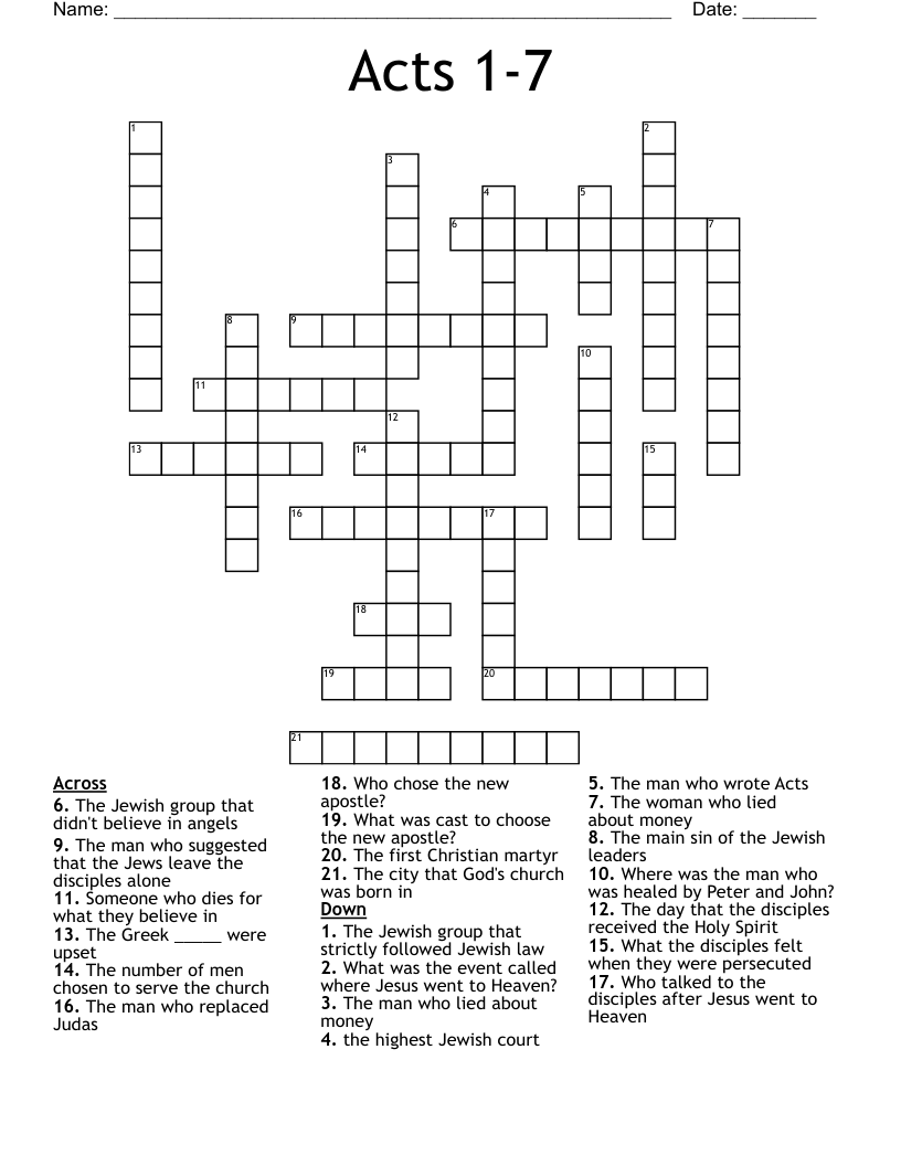 Acts 1-7 Crossword