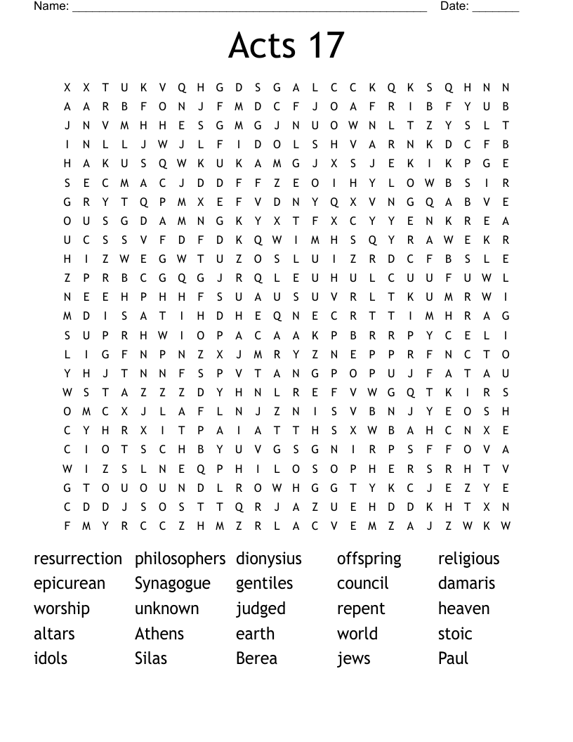 Acts 17 Word Search